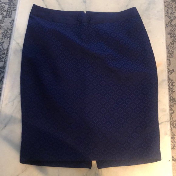 The Limited Royal Blue Jacquard Pencil Skirt Sz 16 - Picture 3 of 5